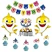 Baby Shark Party Supplies Pack Includes 1 Big Cake topper, 25 Cupcake toppers, 2 Shark Baby Balloons and 1 Shark Baby Happy Birthday Banner for Cake Decor, Baby Shower, 1st Birthday Decoration