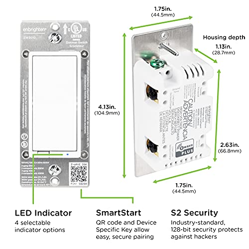 Enbrighten ZWave Light Dimmer with QuickFit & SimpleWire, 3Way Ready