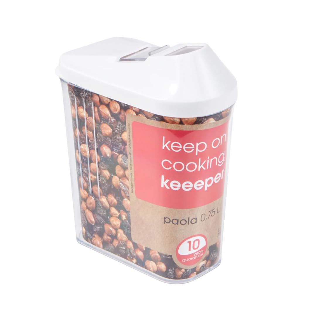 keeeper Pouring Jar, Infinitely Adjustable Dispensing Lid, BPA-Free Plastic, 750 ml, 10.5x5.5x17 cm, Paola, White