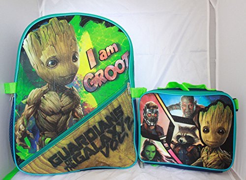 Groot School Backpack Lunch Box Book Bag Combo SET Guardians