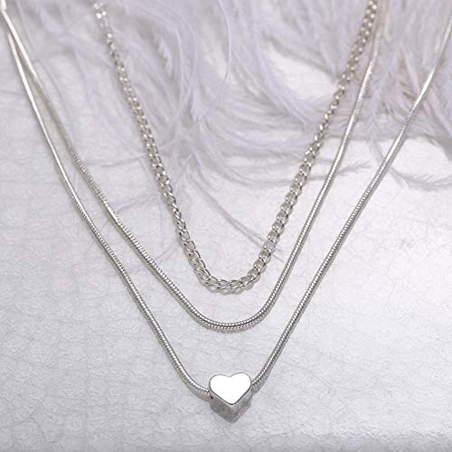image for FAXHION Love Heart Layered Cute Anklets - Silver Anklets for Women 