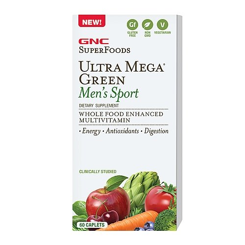 GNC Ultra Mega Green Mens Sport Multi Tablets, 60 Count