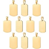UNICRAFTALE 10pcs 304 Stainless Steel 35mm Long Rectangle Stamping Blank Tags 10pcs Golden Smooth Dangle Blanks Metal Flat Charms with Pinch for Bracelet Necklace DIY Jewelry Making