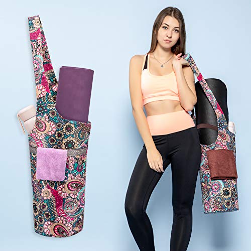 Realer Yoga Mat Bag with Large Size Pocket, Adjustable Strap, Fit Most Size Mats