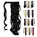 Wrap Around Synthetic Ponytail One Piece Heat Resistant Magic Paste Pony Tail Long Wavy Curly Soft Silky for Women Lady Girls 17'' / 17 inch (natural black)