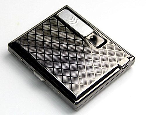 Beautiful 16 Pack Cigarette Case With Built in USB Rechargeable Lighter - FOR KING SIZE CIGARETTES- GRAY COLOR (GD-1331-4 , FREE CAR sticky pad for Phone PDA MP3 MP4)