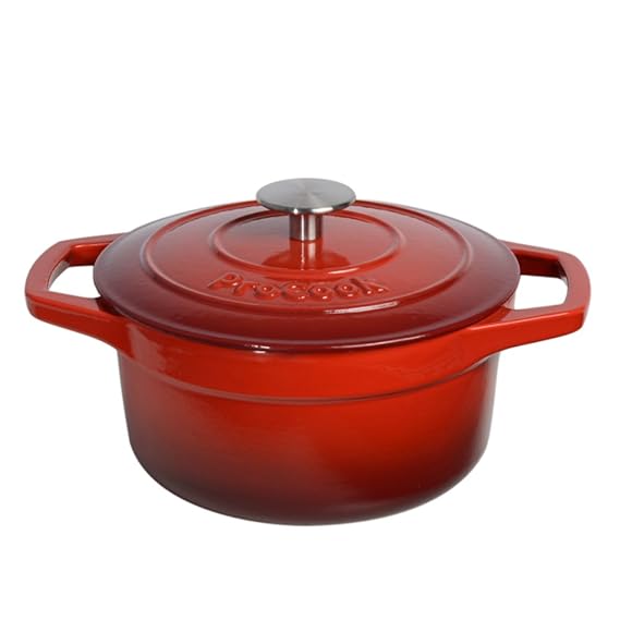 ProCook | Bratentopf aus Gusseisen | induktionsgeeignet | emailliert | Bräter | Schmortopf | 20 cm Ø | 2,7 l Volumen | rund |