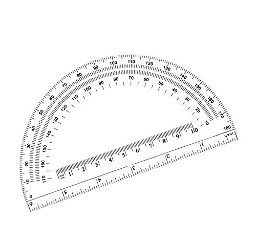 Math Protractors Plastic Protractor 180 Degrees, Clear, (2 Pack-4 in and 2 Pack-6 in)