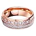 King Will Meteor Men's 8mm Titanium Rose Gold/Silver/Blue Domed Imitated Meteorite Wedding Band Cubic Zirconia