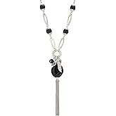 BULINLIN Long Chunky Pendant Necklaces for Women Silver Tassel Sweater Chain with Beaded Pendant Birthday Gifts for Mom Fashion Costume Jewelry