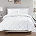 Sweet Home Collection 3 Piece Luxury Pinch Pleat Pintuck Fashion Duvet Set, King, White