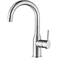 WOWOW Single Handle Bar Sink Faucet 1 Hole Bar Faucet Brushed Nickel Small Kitchen Faucet Modern Commercial Faucet for Sinks RV Sink Faucet with Water Supply Lines