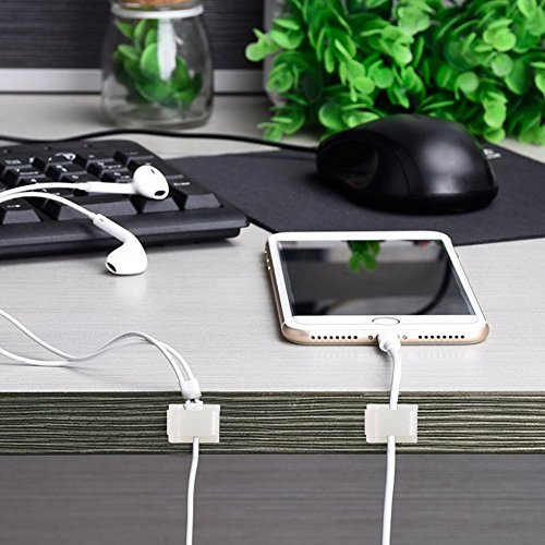 Cable Clips Adhesive Wire Cord Holder, 100PCS White Tip Clip Mount Base Organizer Drop Clamp for Car Home Office by INNKER, Nylon 66