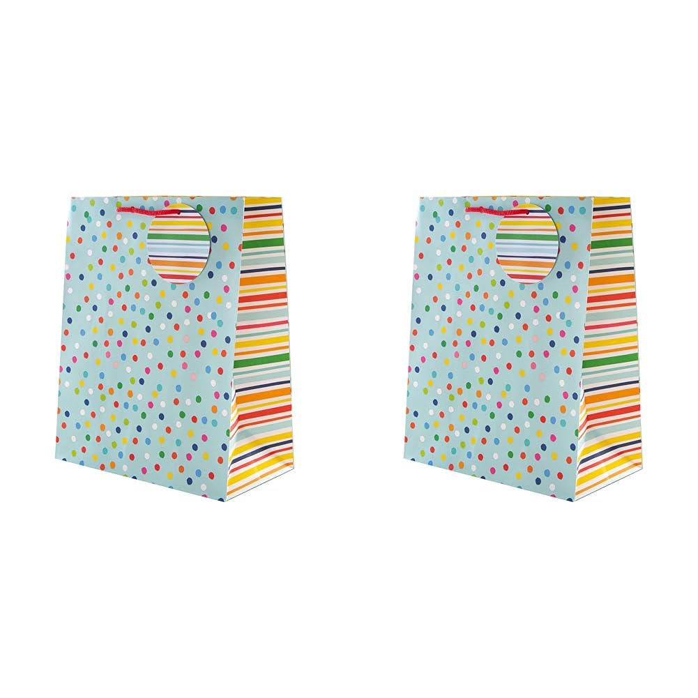 Hallmark Multi-Occasion Large Gift Bag - Spots and Stripes Design (Pack of 2)