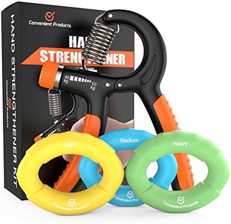 Hand Therapy - Hand Strengthener - Hand Grip Strengthener &amp; 3 Silicone Hand Grippers - Hand Therapy Kit - Terapia Para Manos