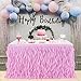 Leegleri 6ft Pink Tutu Table Skirt Tulle Curly Willow Table Skirt for Rectangle&Round Tables,Tutu Ruffle Tablecloth for Princess Girls 1st Baby Girl Birthday Party,Baby Shower Decoration,Gender Reveal