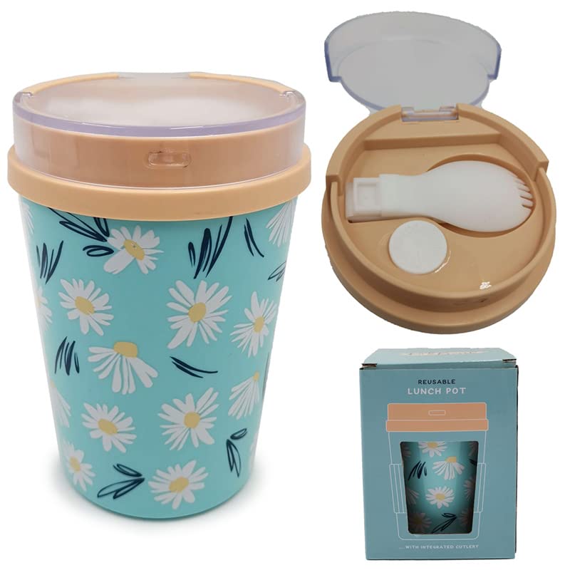Puckator LPOT18 Daisy Lane Pick of The Bunch Reusable Lunch Pot/Snack Pot with Spork 500ml