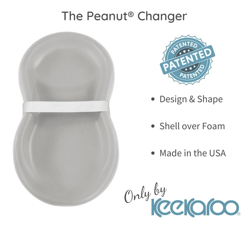 Keekaroo Peanut Changer Grey – The Original Made in USA Easy-to-Clean Changing pad and The only Shell Over Foam, Fully Water Repellant