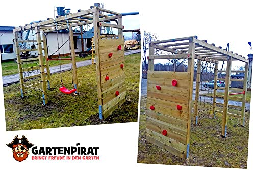 Gartenpirat Klettergerüst Holz mit Kletterwand und Schaukel Deluxe – Bild 3