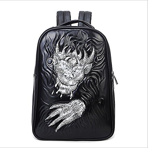 Top Shop Personality Unisex Leather 4D Dragon Shoulder Bags Satchel Backpack White Daypacks