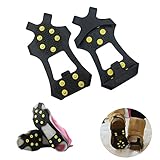 Ice Grips, Traction Cleats Ice Cleat Snow Grippers Non-slip Over Shoe/Boot Rubber Spikes Crampons Anti Easy Slip Outdoor Durbale 10 Steel Studs Crampons Slip-on Stretch Footwear