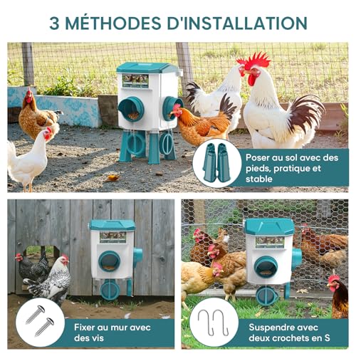 CHAMUTY 7 kg Automatic Chicken Feeder with No Waste 2 Ports, Chicken Seed Dispenser, Automatic Chicken Feeder for Chickens, Ducks, Geese, Birds