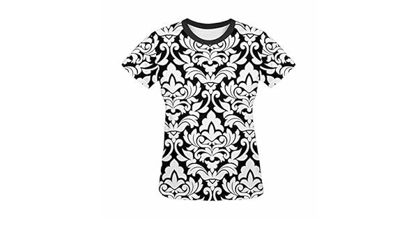 Amazon Com Womens Graphic T Shirts Print With Damask Pattern Clothing Shoes Jewelry