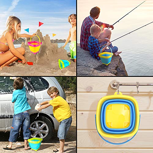 3 otters 3PCS Foldable Bucket, Foldable Pail Bucket Sand Buckets Silicone Collapsible Bucket, for Kids Beach Play Camping Gear Water and Food Jug, Dog Bowls, Camping, 2L