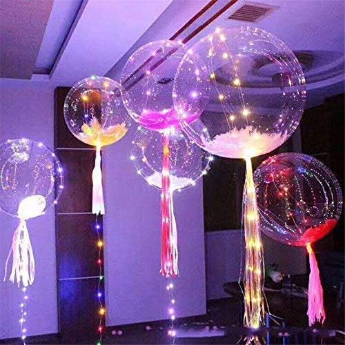18 Inch 5 PCS Led Light Up BoBo Balloon Purple Lights,Fillable Transparent Balloons with Helium, Great for Christmas Party, House Decorations, Indoor And Outdoor events Wedding and Party Decor(purple)