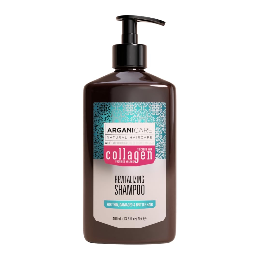Arganicare | Collagen Revitalizing Shampoo | Thin, Damaged and Brittle Hair | Gentle Volume-Boosting Cleanse | Softness, Shine and Manageability | 400 ml