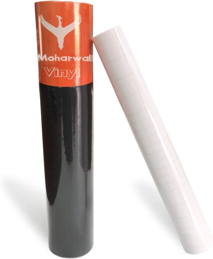 MoharWall Black Removable Permanent Matte Vinyl Wrap Vinyl Roll Sticker Decal Easy Weeding
