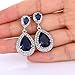 EVER FAITH Bridal Jewelry Crystal Blue Cubic Zirconia Prom Dangle Earrings for Woman Sapphire Color Silver-Tone