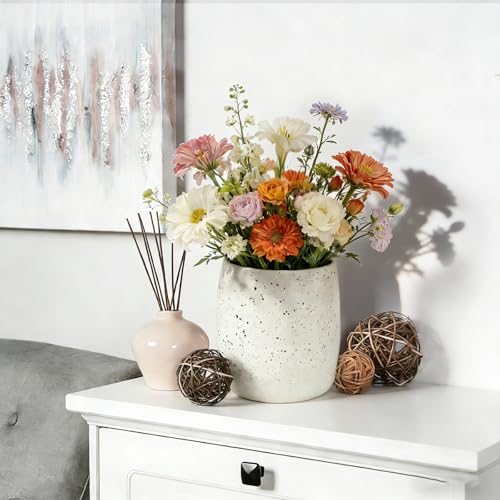 LUMAI Vaso de Cerâmica Salpicado Esmaltado Stoneware - Pote Porta Utensílios, Flores, Plantas e Organização de Acessórios Bancada Cozinha, Decoração Sala Mesa