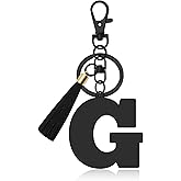 Oubaka Initial Monogram A-Z Keychain for Women, Cute Initial Letter Keychain with Tassel for Handbag Car Key Bag Keyring
