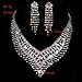 FUMUD Wedding Cz Crystal Rhinestone Tassels Statement Necklace and Earrings Jewelry Sets for Brides
