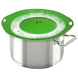 MIBOW Spill Lid Stopper for Pots and Pans, Safeguard for Over-boiling and Spills on Your Stove, BPA-free Silicone, Easy to Clean,Green