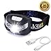 USB Rechargeable LED Headlamp, HFAN Head Lamp 1X White, 2X Red Super Bright, Waterproof, Lightweight Headlamps with SOS for Running, Walking, Camping, Reading, Hiking, Outdoor sports etc (Black)
