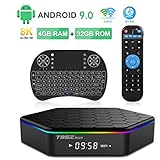 Android 9.0 TV Box, T95Z Plus Amlogic S905X3 Quad-Core Cortex-A53 CPU 4GB RAM 32GB ROM 2.4GHz/5GHz Dual Band WiFi 8K 4K Ultra HD Resolution Bluetooth 4.0 with Backlit Mini Wireless Keyboard