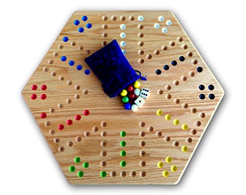 Oak Hand Painted 16 Aggravation (Wahoo) Game Board, Double-sided by AmishToyBox.com