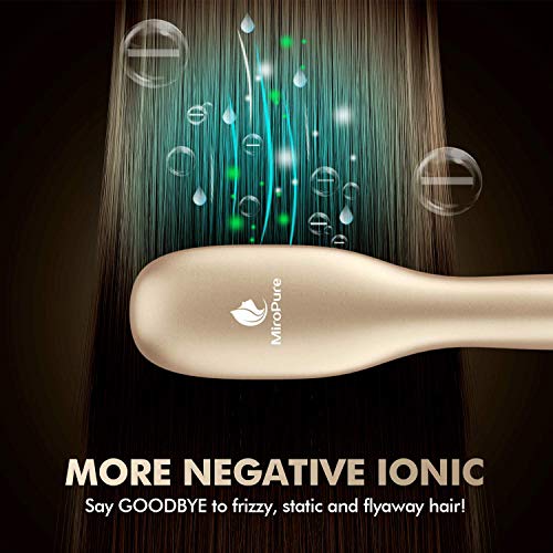Hair Straightener Brush with Ionic Generator by MiroPure, 30s Fast MCH Ceramic Even Heating, 11 Temperature Control, Professional for Straightening or Curling