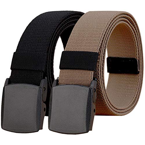WYuZe Elastic Stretch Belt Mens Outdoor Military Work Hiking Belt Plastic Buckle