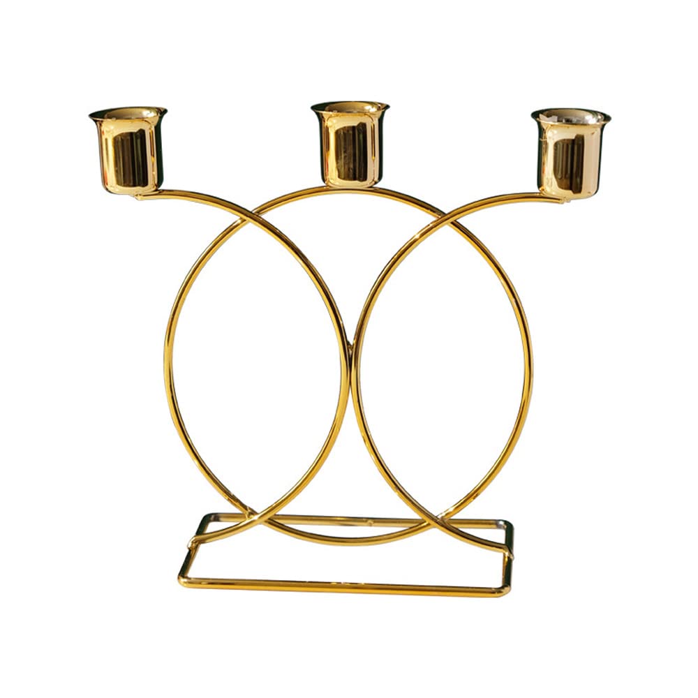 Hosoncovy 3 Arms Metal Candle Holder Candlestick Holder Tealight Candle Stand Decorative Candle Holder Tealight Holder Taper Candle Holder for Table Wedding Party Home Decoration