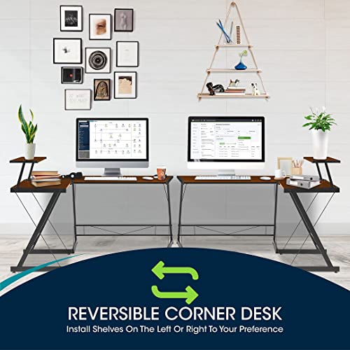 Halter L Shaped Gaming Desk, Modern Corner Desk for Small Space Home