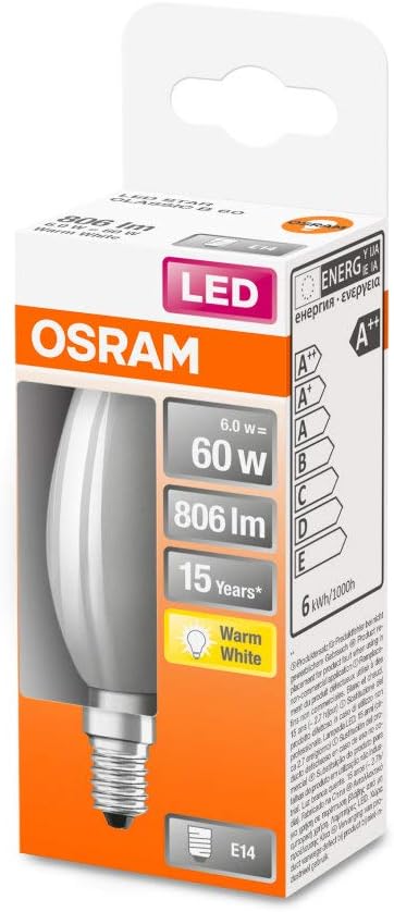 OSRAM LED Lamps, Classic Mini-Candle, 6 W, Frosted, Set of 10, 60 W-Replacement - Image 4