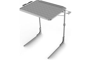 Table-Mate II PRO TV Tray Table - Folding Table with Cup Holder and Tablet Slot- Couch Desk for Working from Home, TV Trays for Eating, Portable and Adjustable TV Table, Slate Gray