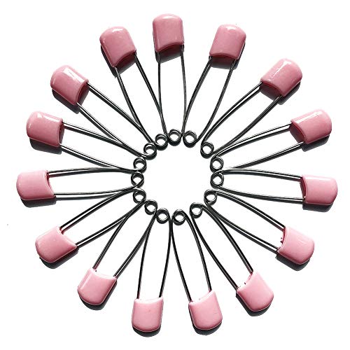 S-Mechanic 130Pcs 2.2\'\' Baby Safety Pins Plastic Head Safety Diaper Pins with Locking Closures Nappy Pins (Pink)