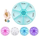 2 Round 7 Day Pill Box Medicine Organizer Daily Weekly Medication Holder Travel