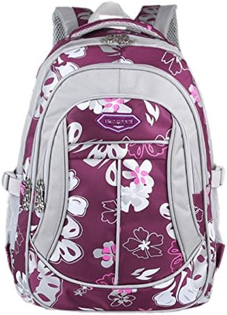 Romantic Walker Kids' Cute Floral Pattern School Backpack Two Sizes for Primary School 1-6 Grade (Small, Purple)