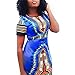 SKYHALO Women Traditional African Print Dashiki Bodycon Stretch Dress Oversized