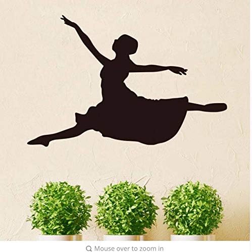 Gwgdjk Vinyl Leaping Ballet Dancer Pattern Silhouette Removable Wall Sticker Art Decall Mural DIY Wallpaper for Nursery Dance Room Decall